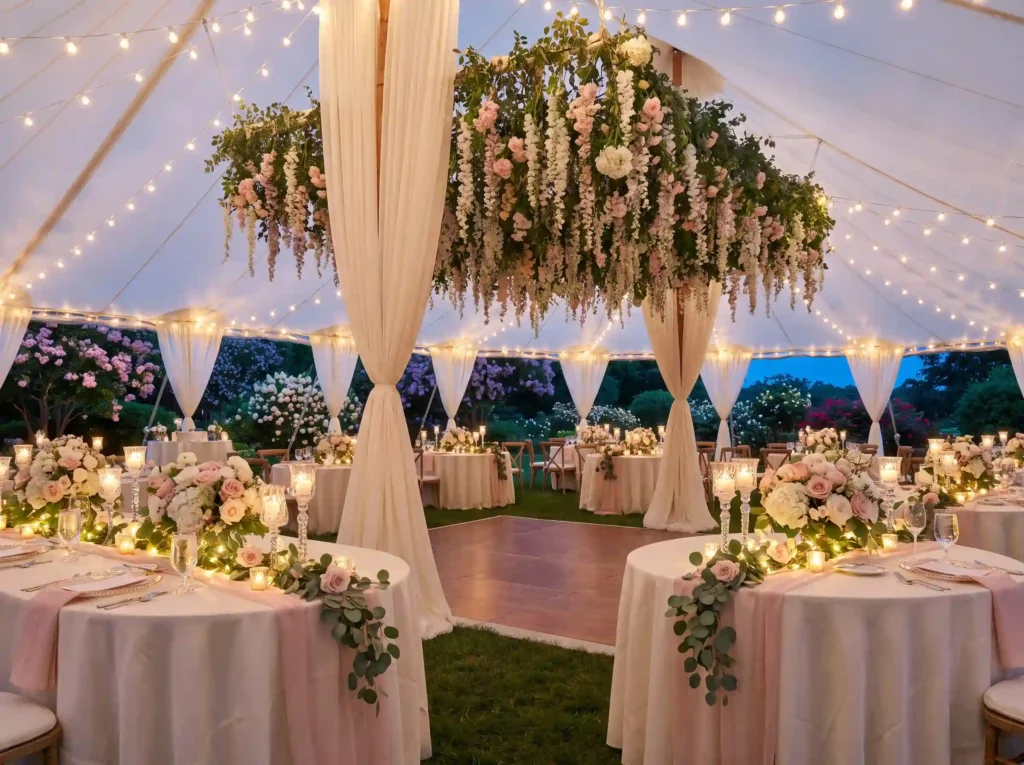 Backyard wedding reception with … K