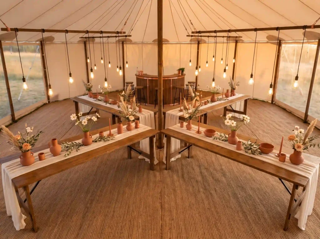 Banquet layout with cross tables K
