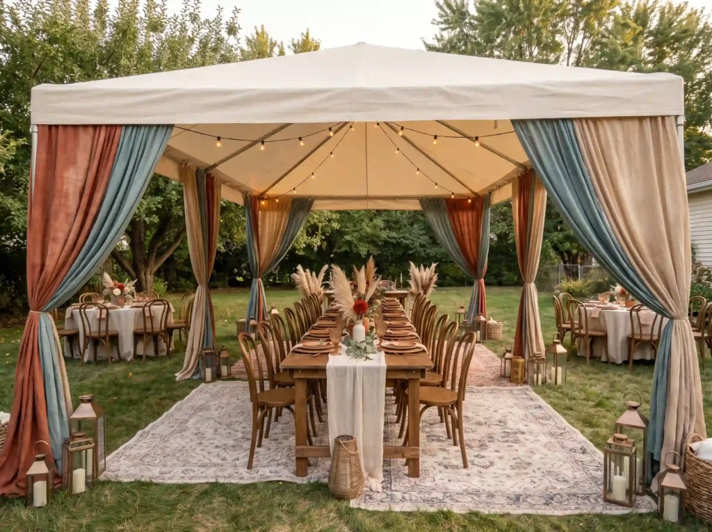 Bohemian canopy dinner reception K