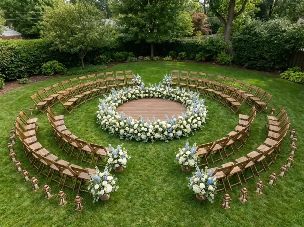 Circular lawn wedding ceremony l…