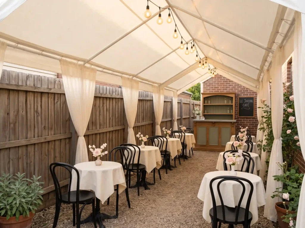 French bistro garden tent setup K