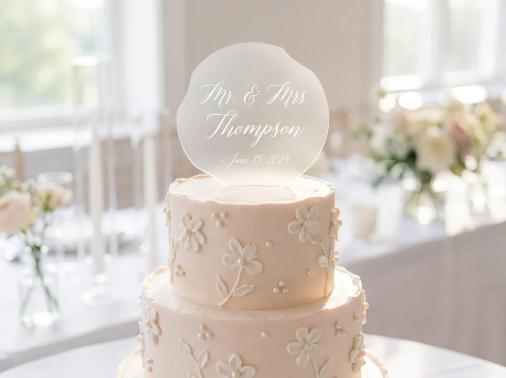 Frosted acrylic wedding cake topper K