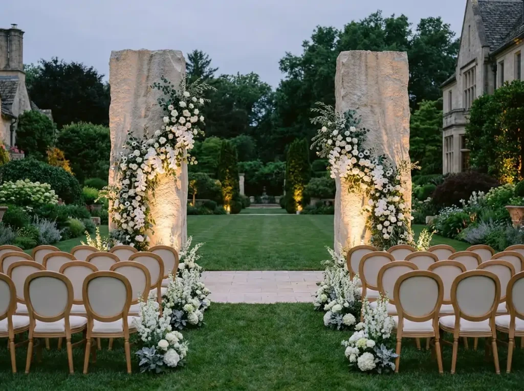 Limestone monoliths framing wedd…