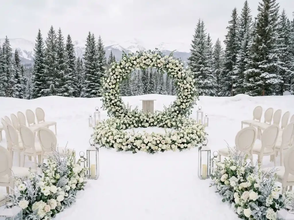 White rose snow wedding garden