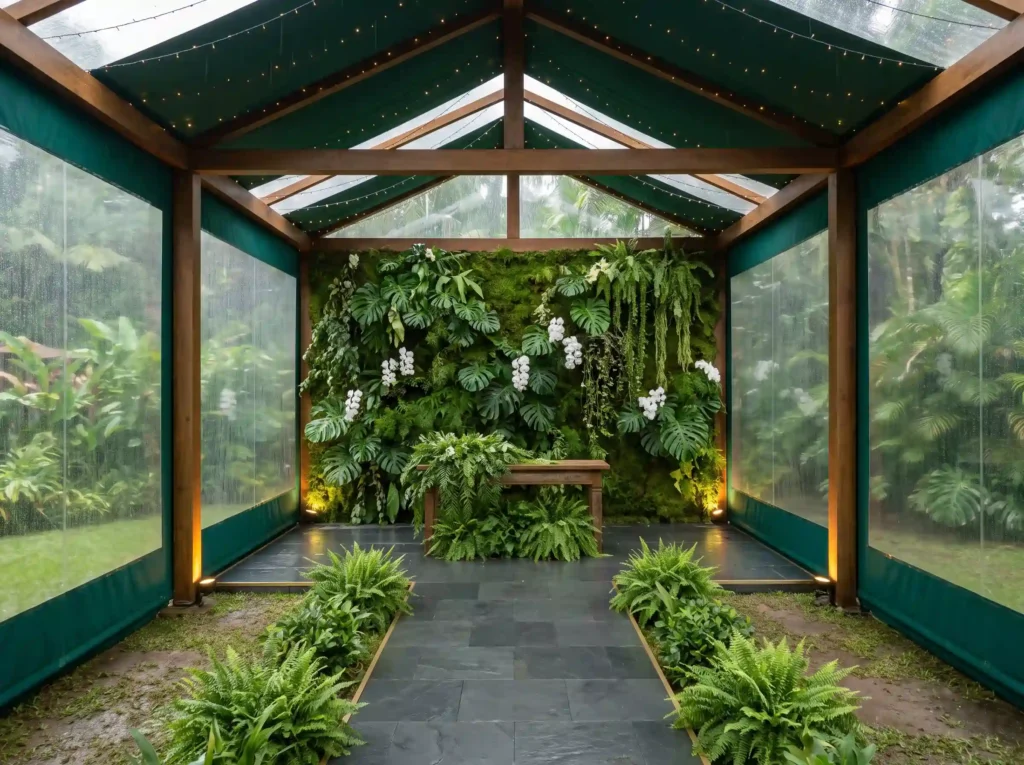 Emerald Canopy Chapel wedding setup K
