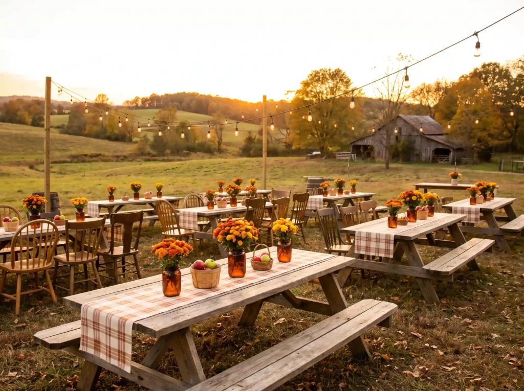 Plaid picnic wedding reception s… K