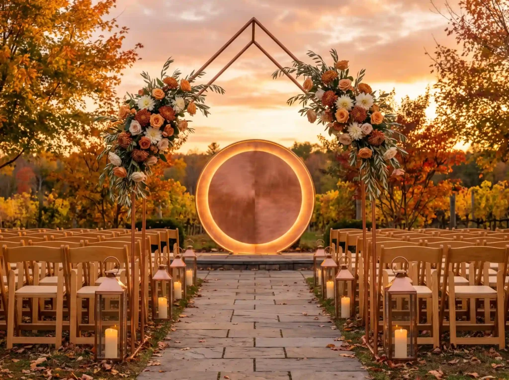 Sunset copper wedding ceremony K