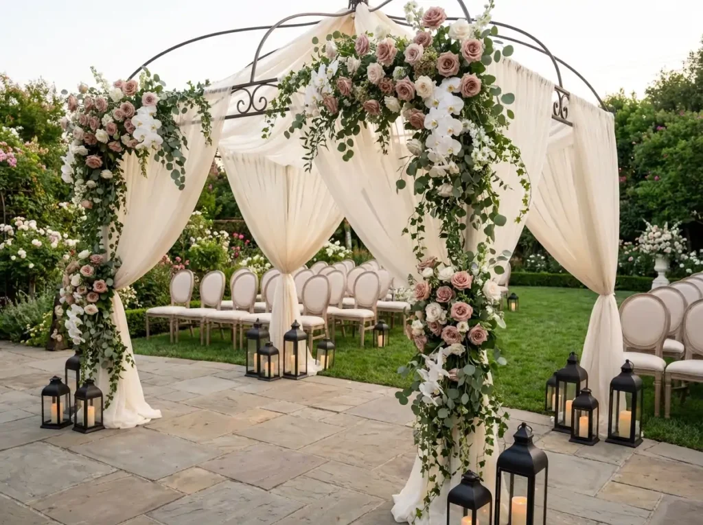 Backyard patio wedding ceremony …