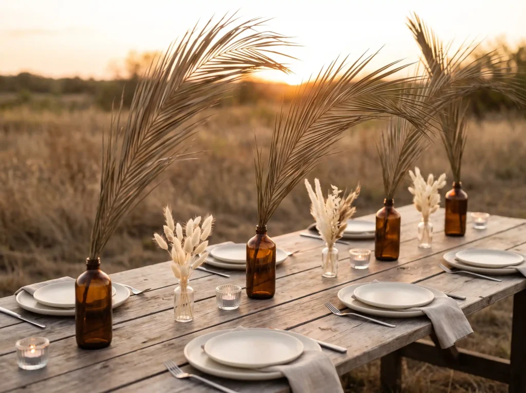 Dried palm minimalist table setting K