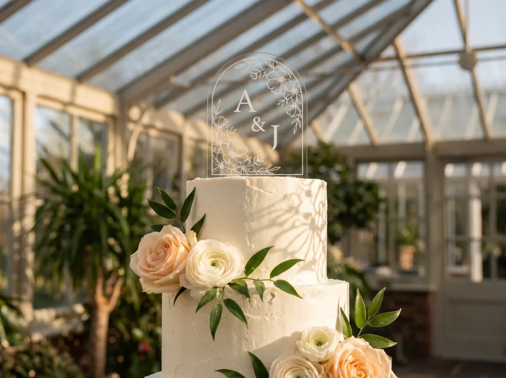 Floral cake with acrylic topper K