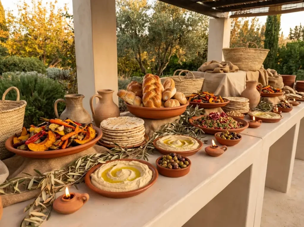 Mediterranean wedding buffet spread