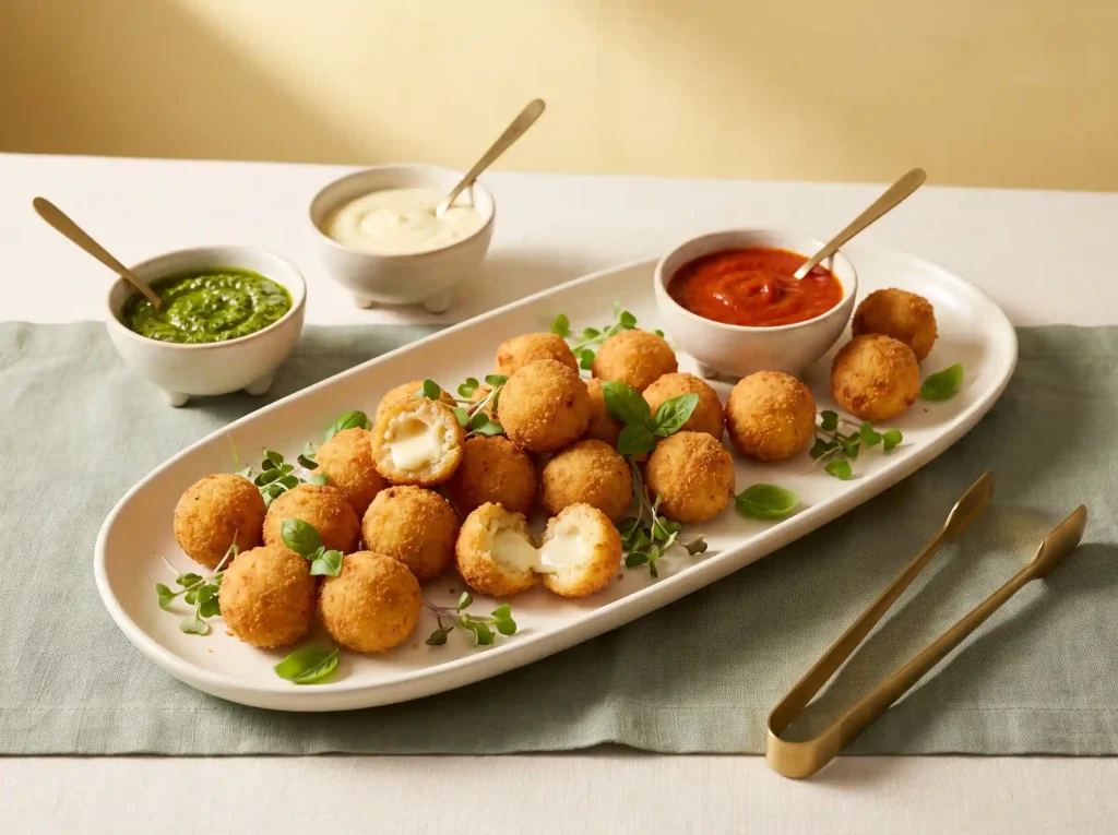 Arancini pearls with dipping sauces K