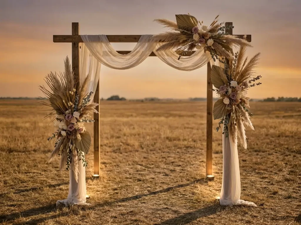 Dried grass wedding archway