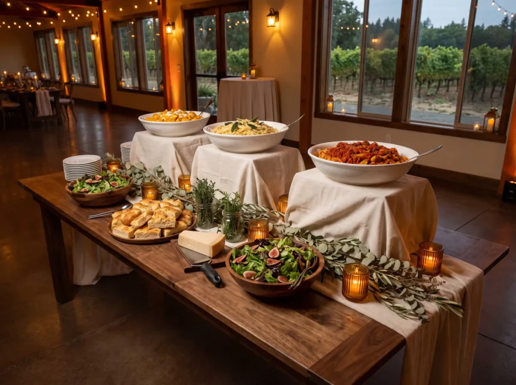Elevated pasta buffet display K