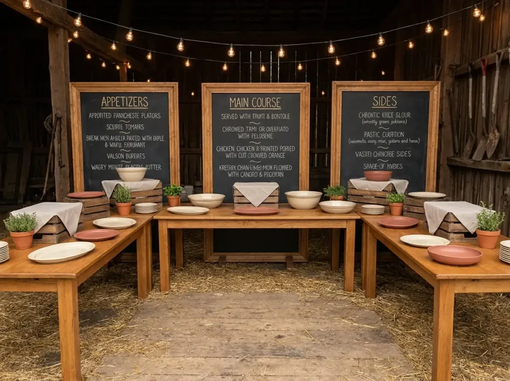 Farmhouse wedding buffet layout