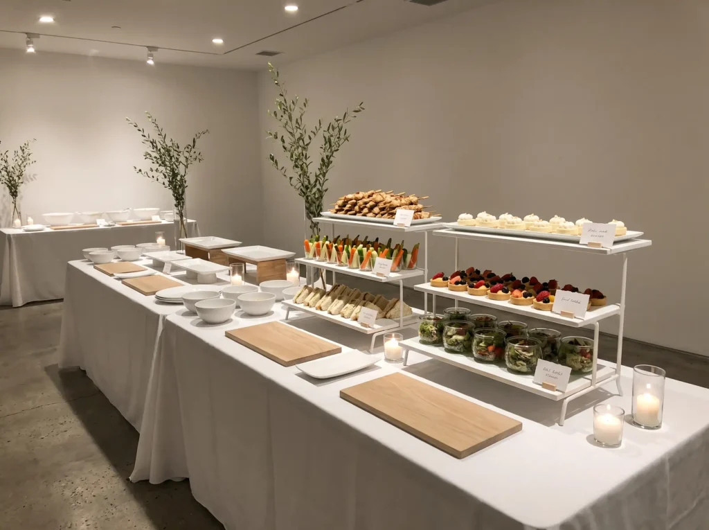 Minimalist white buffet arrangement K