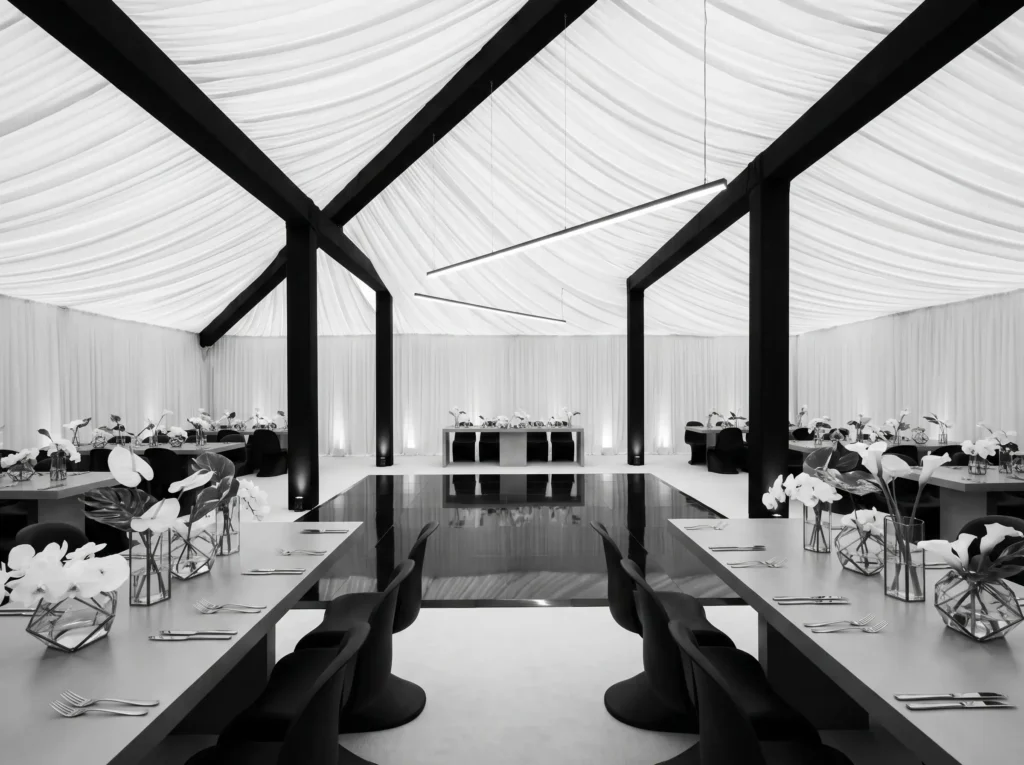 Modern monochrome pavilion weddi… K