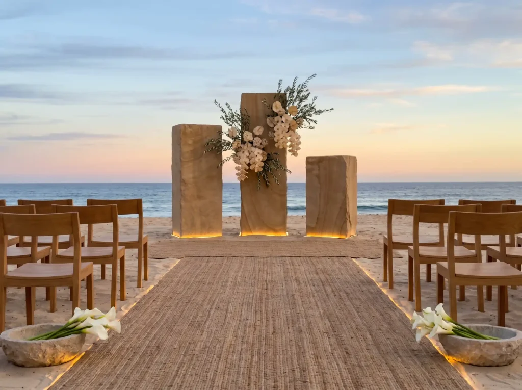 Modern sandstone beach wedding a… K