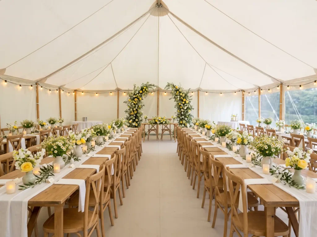 Split garden tables in tent K