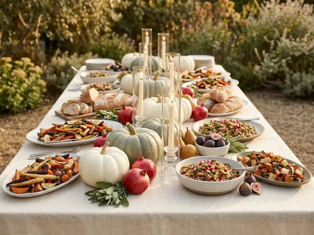 Autumn buffet with harvest produce