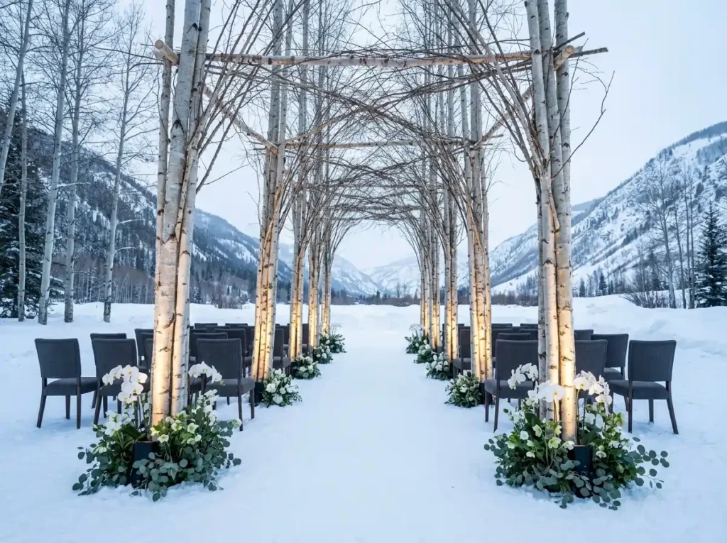 Birch cathedral wedding ceremony…