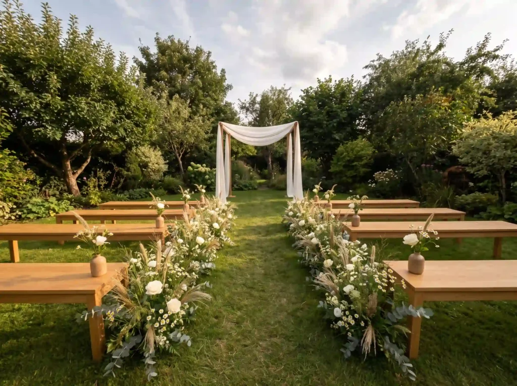 Communal benches garden wedding … K