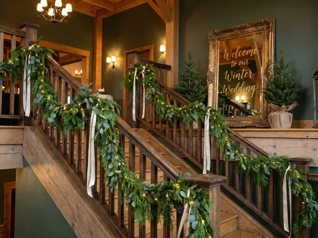 Evergreen garland decorating sta… K
