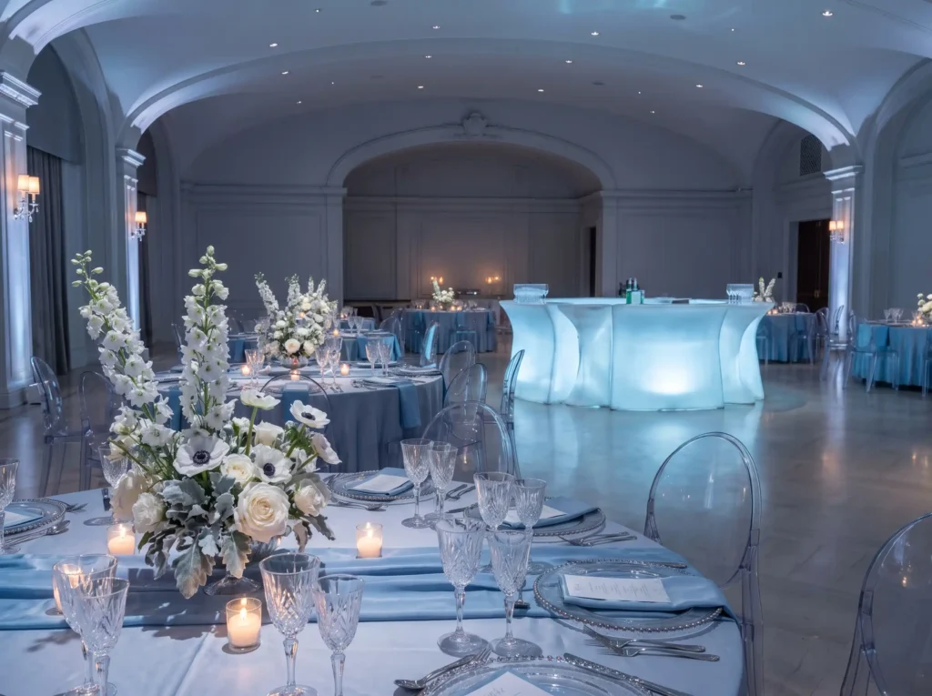 Icy blue winter ballroom reception K