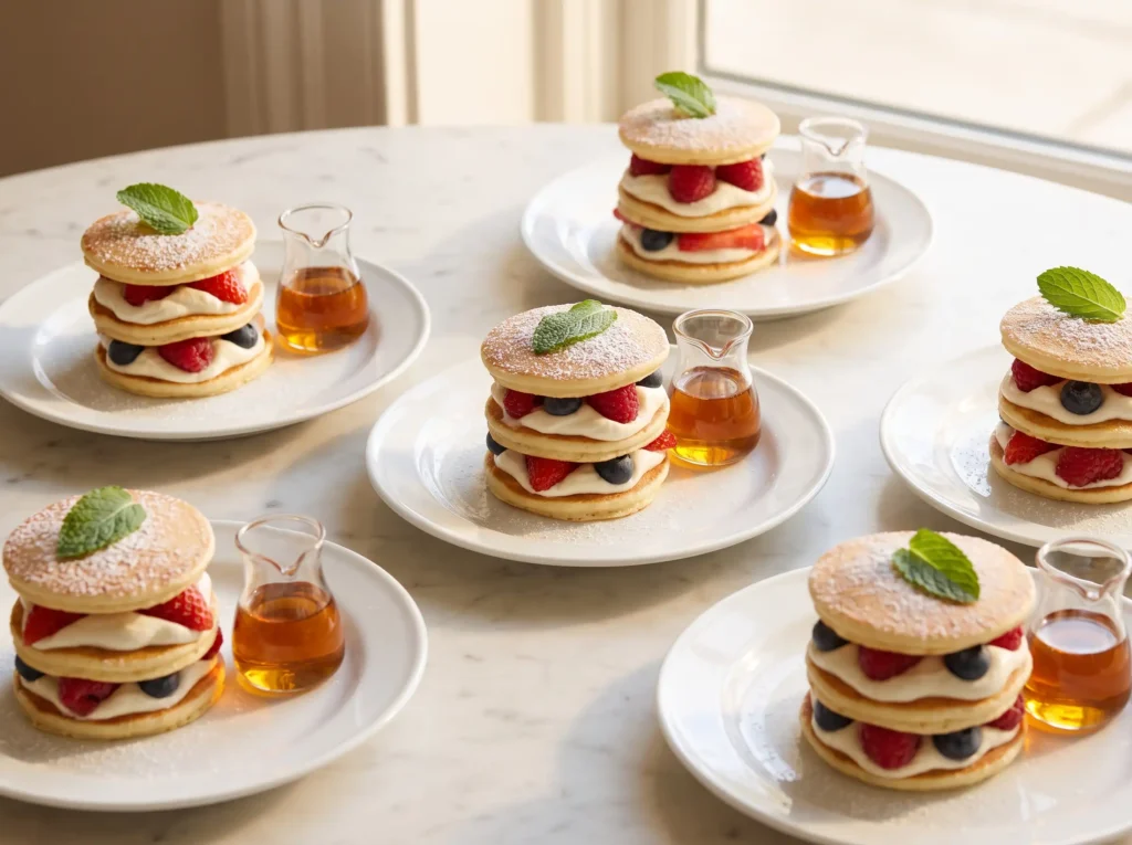 Mini pancake towers with berries K