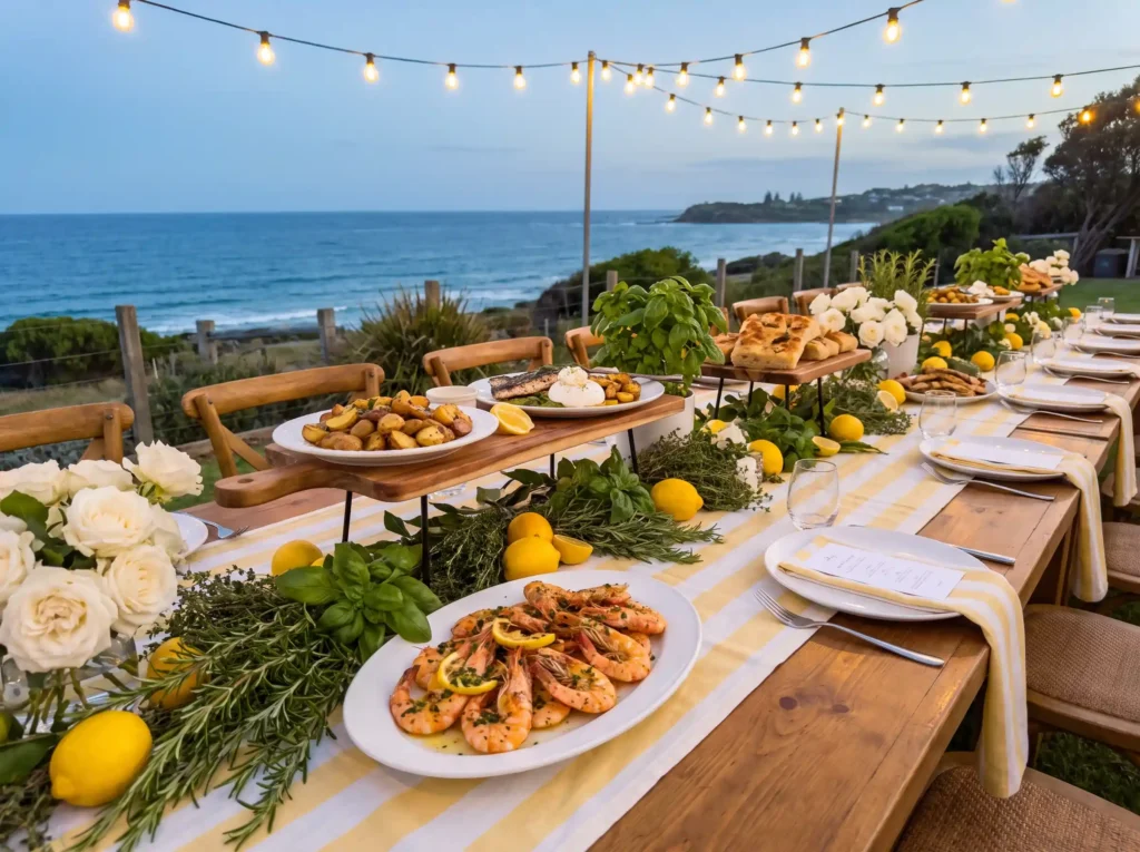 Seaside wedding table setup K