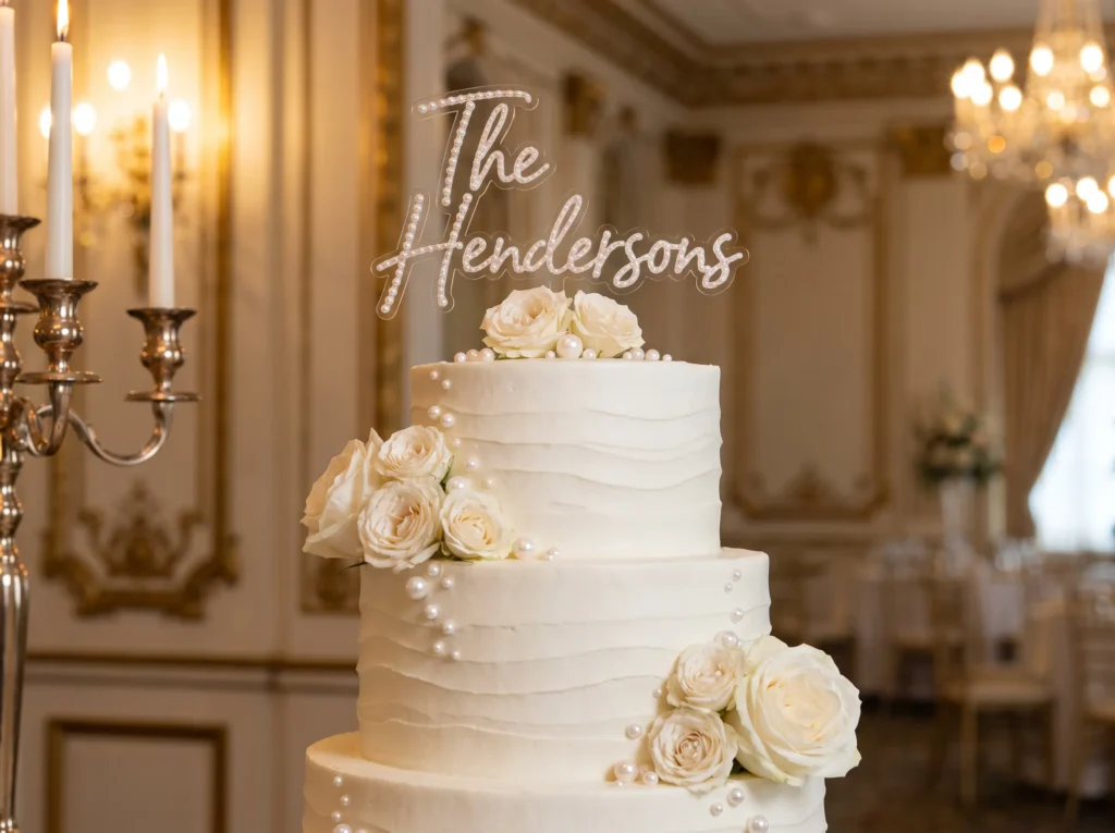 Wedding cake with pearl topper K
