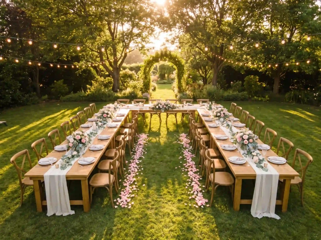 Outdoor wedding reception setup K