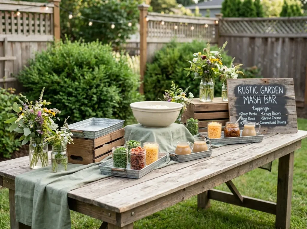 Rustic garden mash bar
