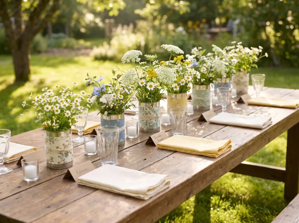 Wildflower tin can table decor K