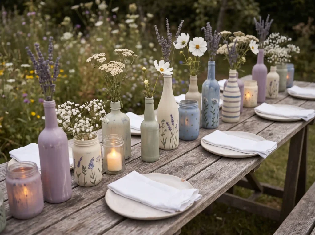 Painted bottles on wedding table K