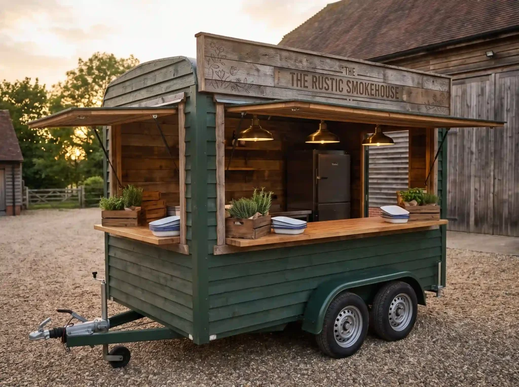 Rustic smokehouse trailer at wed… K