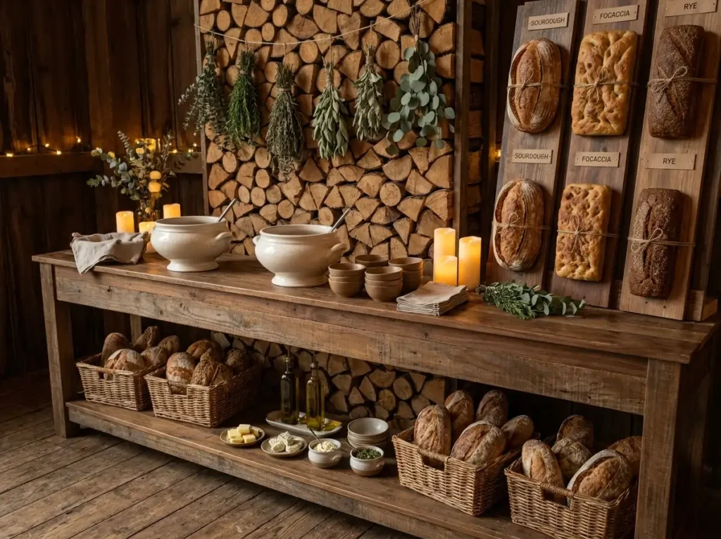 Soup and bread station setup