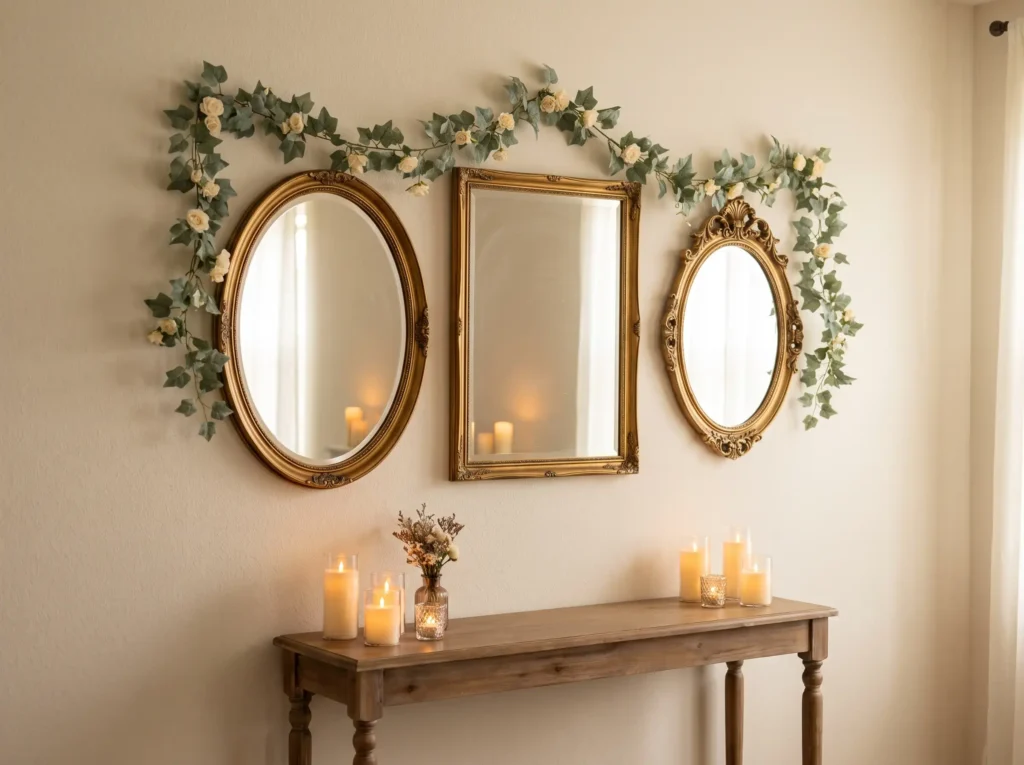 Vintage mirror photo wall setup K