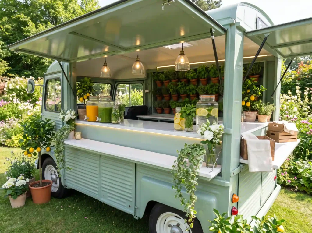 Botanical juice truck at wedding K