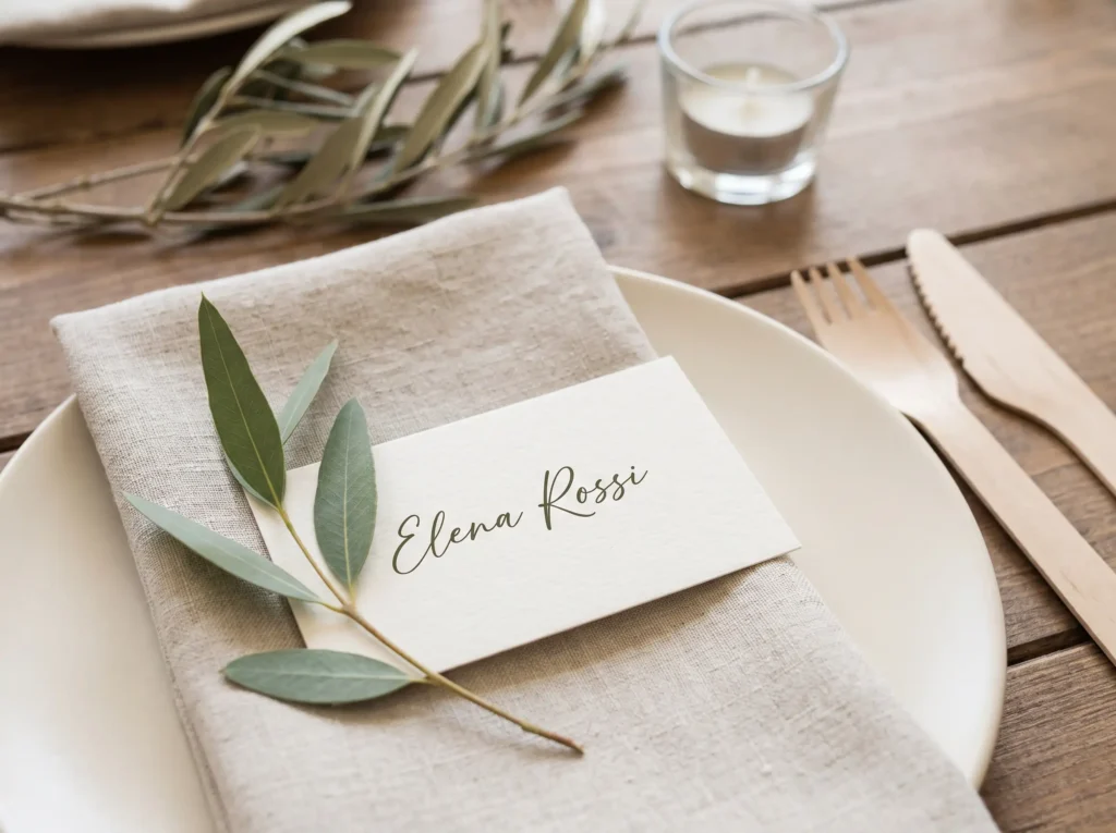 DIY place cards with leaves K