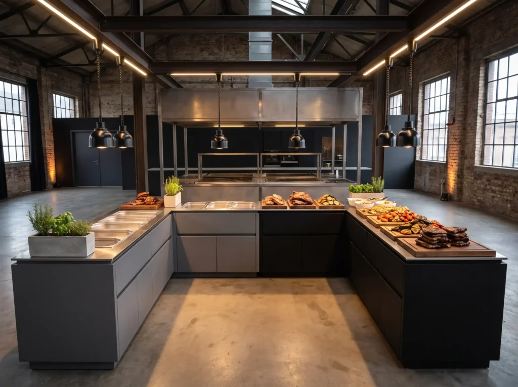 Industrial grill station buffet … K