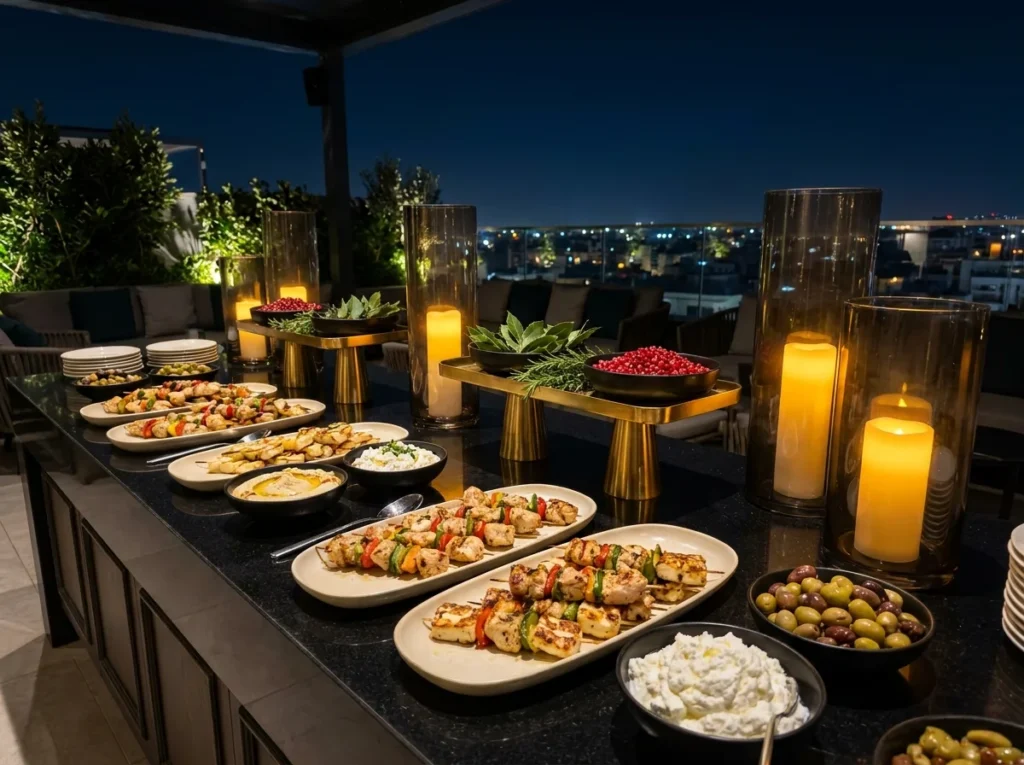 Mediterranean skewers food stati…