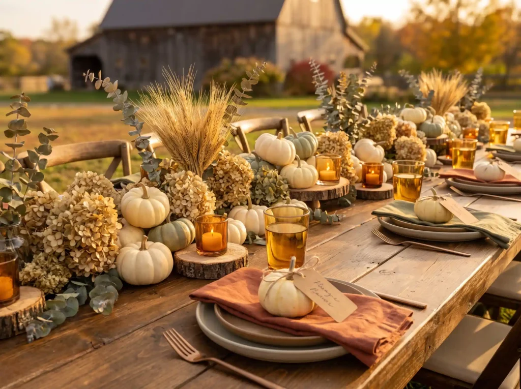Mini pumpkin harvest table decor K