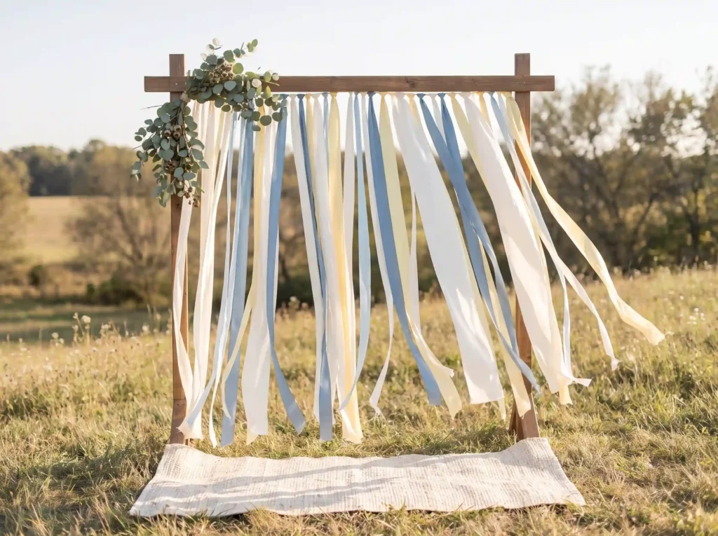 Ribbon wall wedding backdrop K