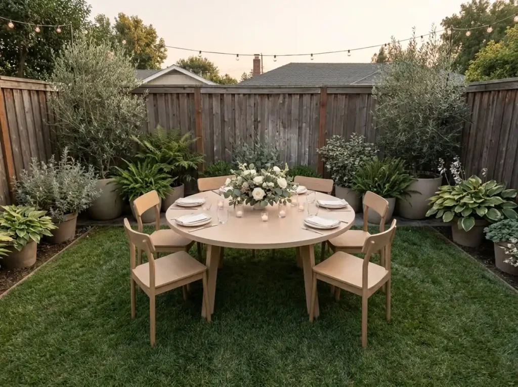 Small round backyard dinner table