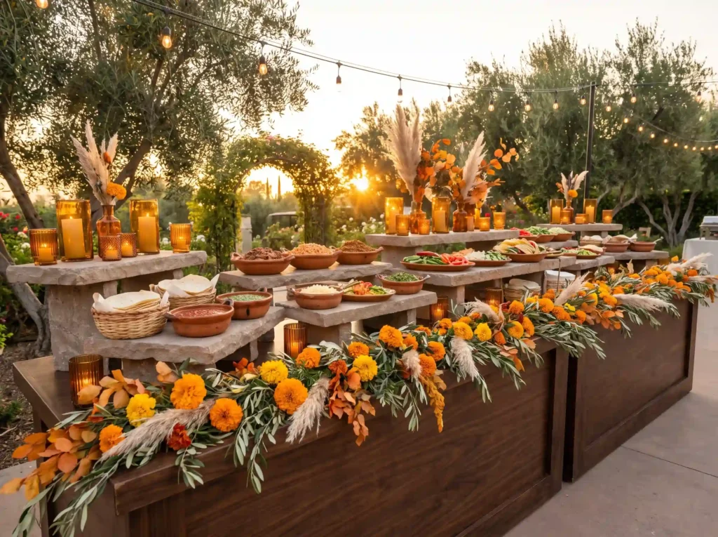 Sunset wedding taco buffet K