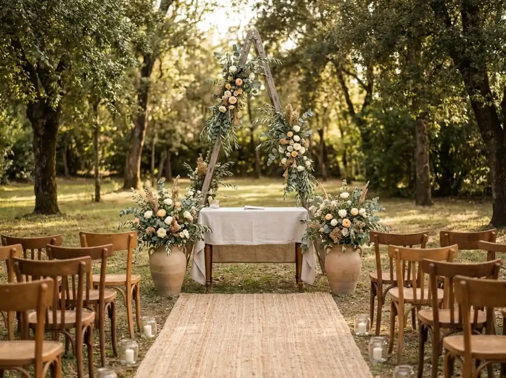 Floral ladder wedding ceremony b…