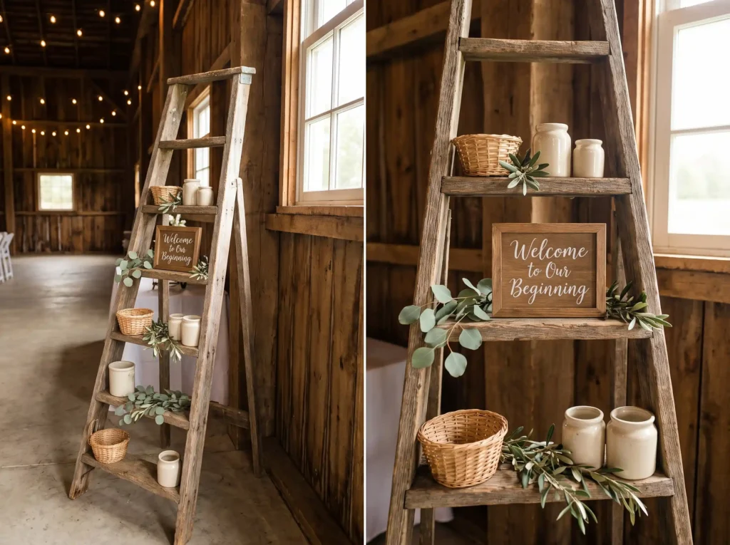 Ladder used as wedding display K