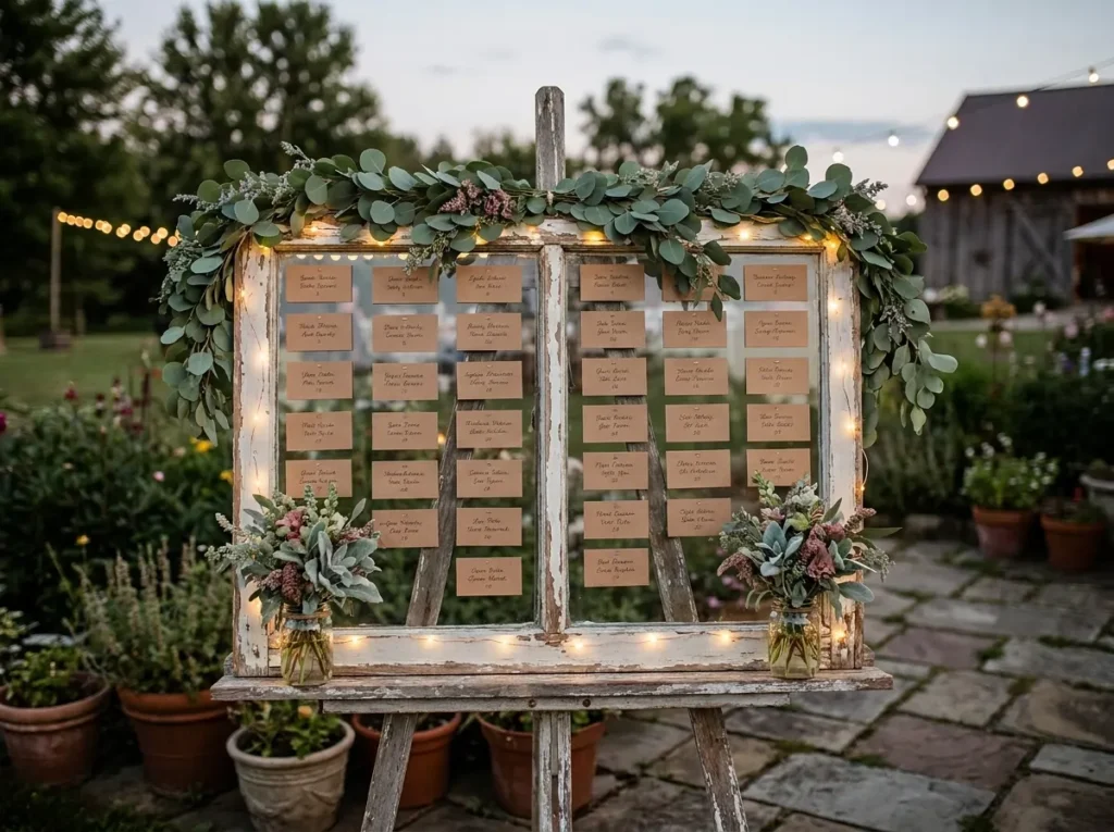 Window frame wedding seating chart
