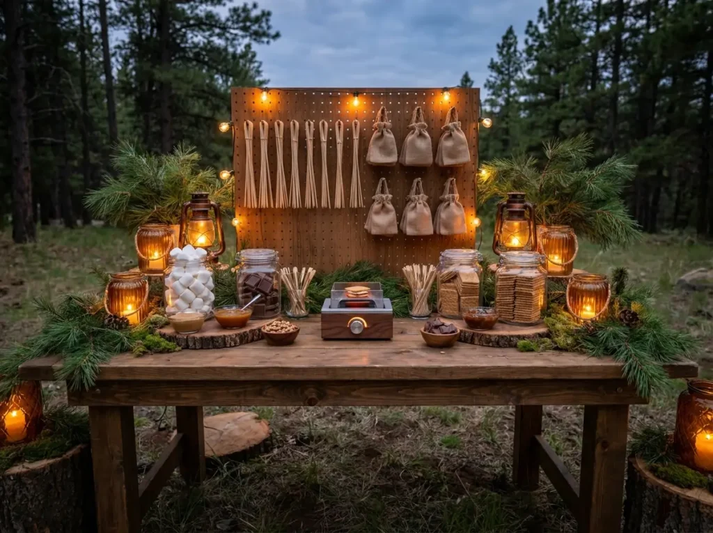 Woodland wedding smores station …